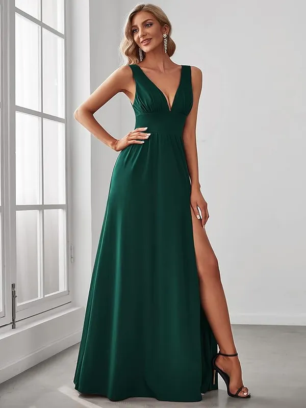 Emerald_Green_Georgette_Premium_Maxi_Dress_For_Women