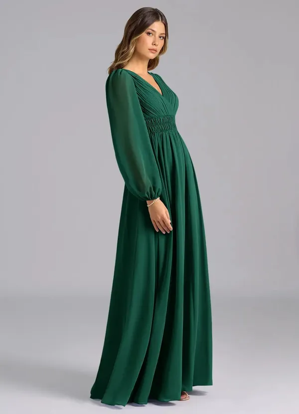 Emerald_Green_Georgette_Premium_Maxi_Dress_For_Women