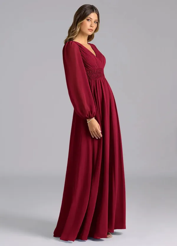 Maroon_Georgette_Premium_Maxi_Dress_For_Women