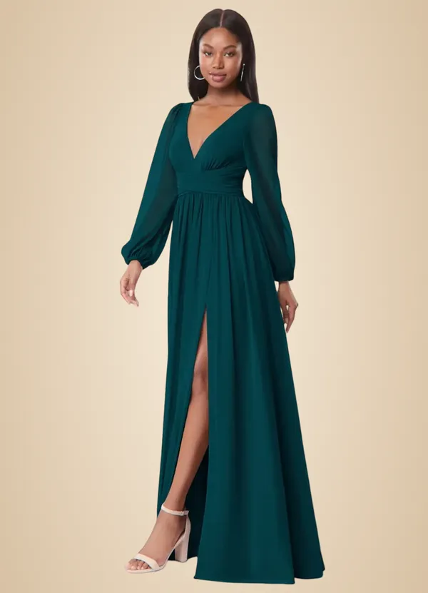 Emerald_Green_Georgette_Premium_Maxi_Dress_For_Women