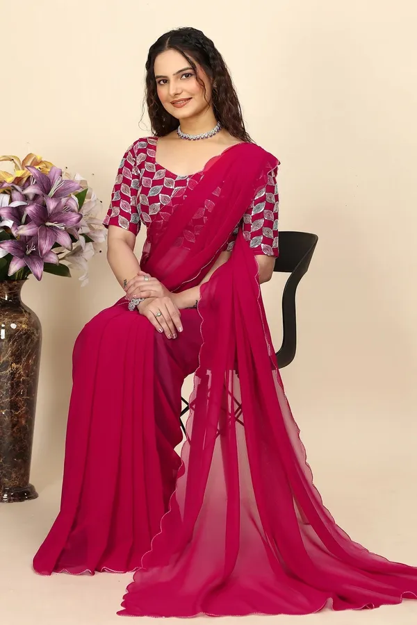 Magenta_Reniyal_Gotta_Patti_Border_Embroidered_Saree_For_Women
