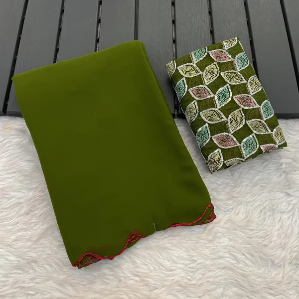 Olive_Green_Reniyal_Scalloped_Border_Saree_For_Women