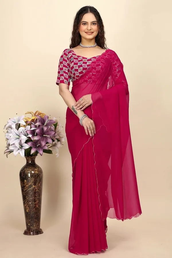 Magenta_Reniyal_Gotta_Patti_Border_Embroidered_Saree_For_Women