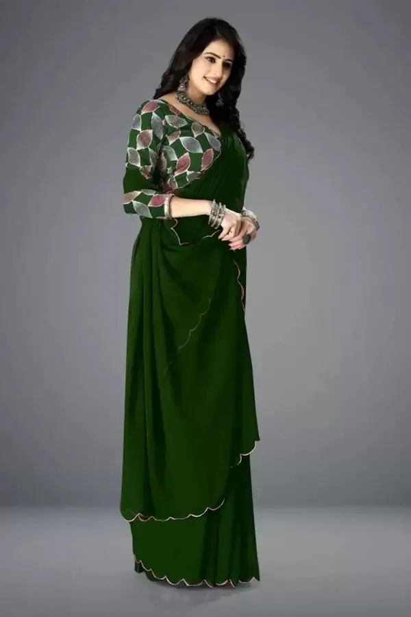 Dark_Green_Reniyal_Embroidered_Saree_For_Women
