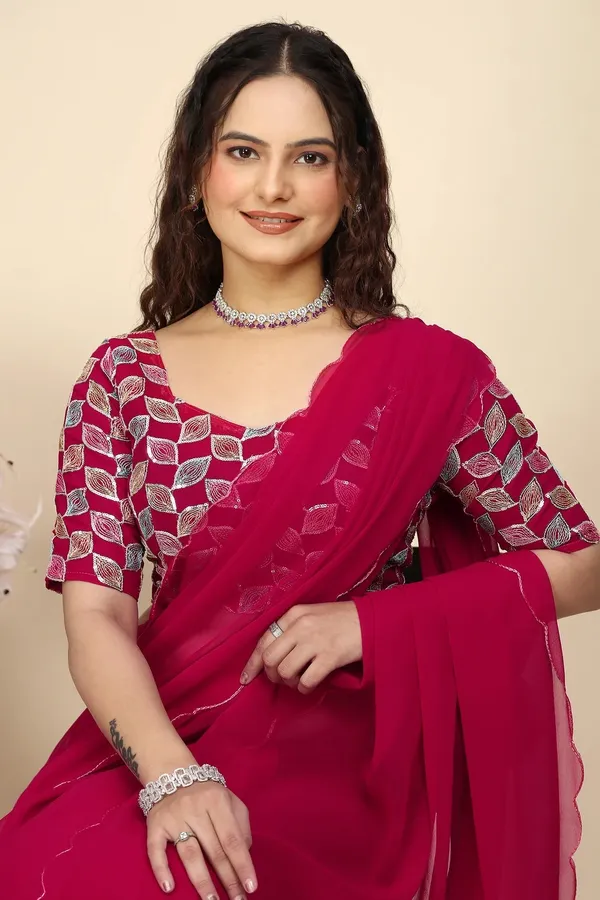 Magenta_Reniyal_Gotta_Patti_Border_Embroidered_Saree_For_Women
