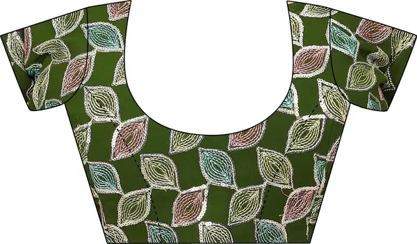 Olive_Green_Reniyal_Scalloped_Border_Saree_For_Women