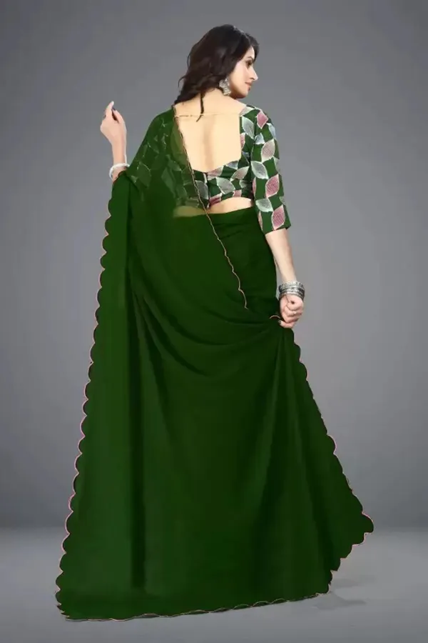Dark_Green_Reniyal_Embroidered_Saree_For_Women