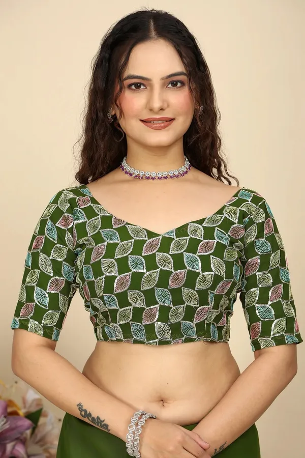 Olive_Green_Reniyal_Scalloped_Border_Saree_For_Women