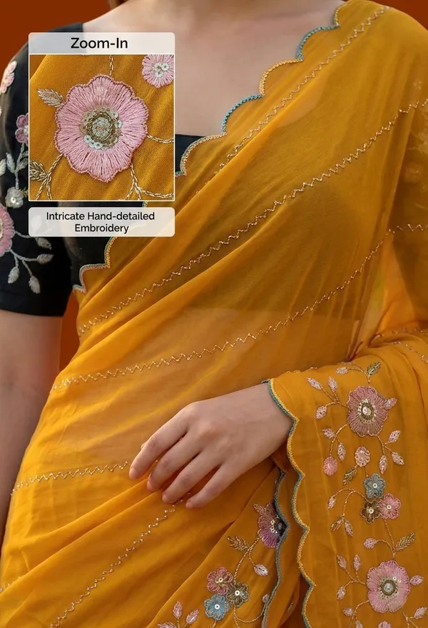 Mustard_Yellow_Georgette_Floral_Embroidered_Saree_For_Women