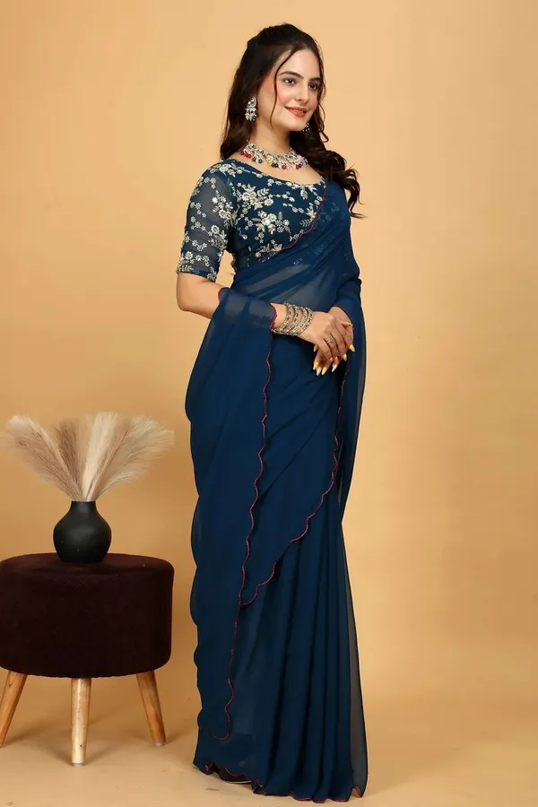 Navy_Blue_Georgette_Embroidered_Blouse_Saree_For_Women
