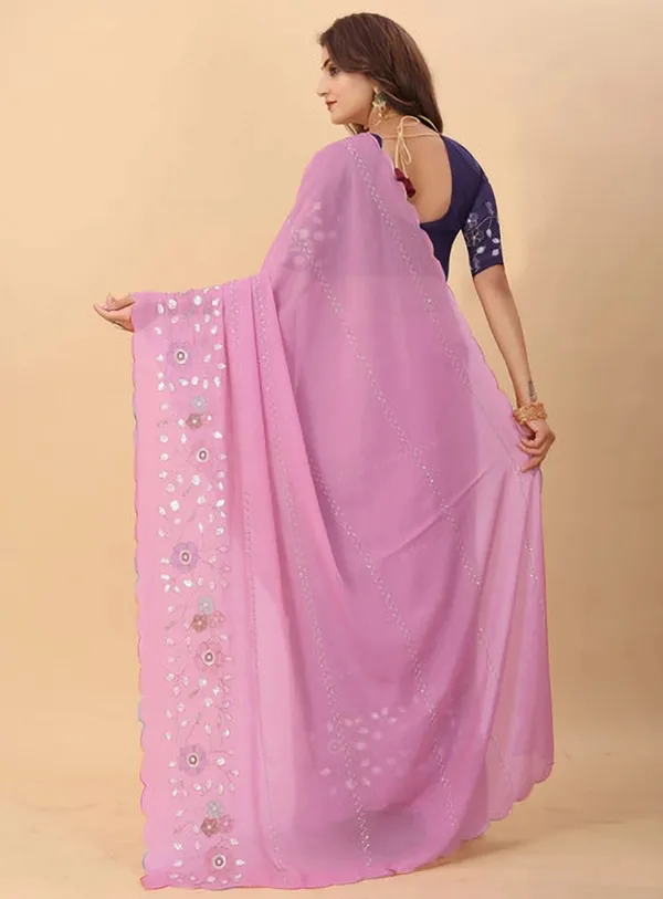 Pink_Georgette_Floral_Embroidered_Scalloped_Saree_For_Women