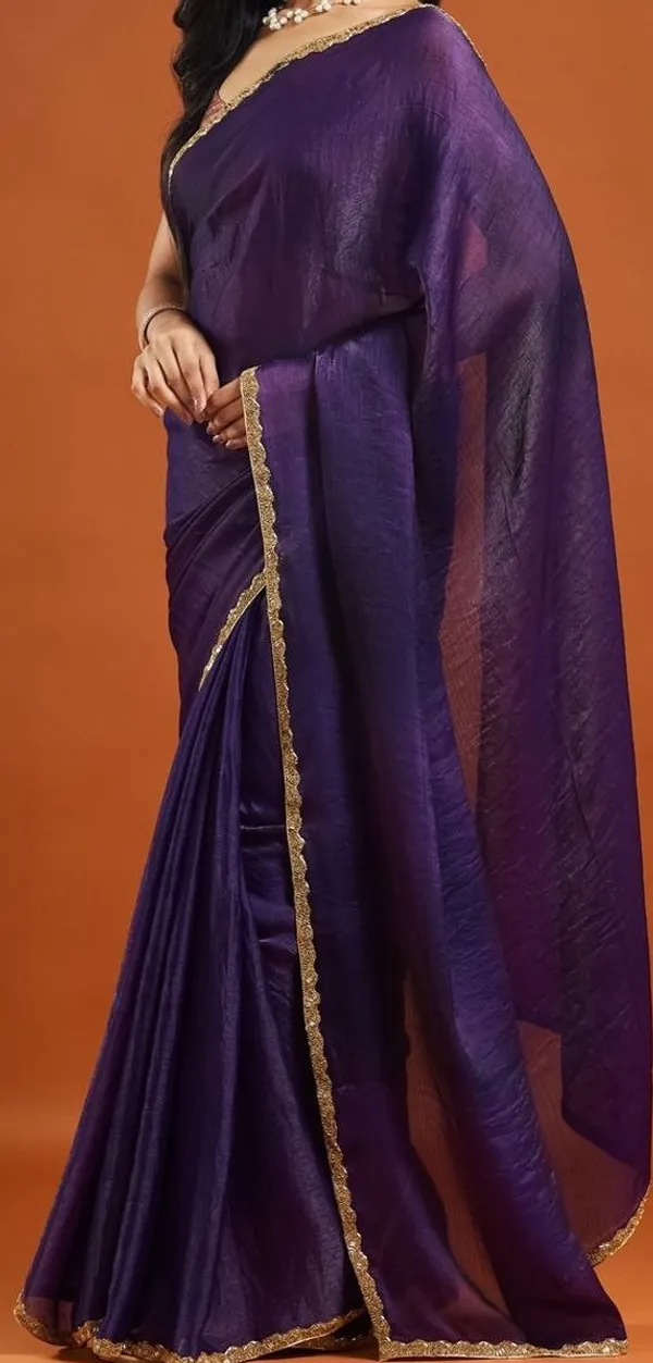 Purple_Chiffon_Golden_Border_Saree_For_Women