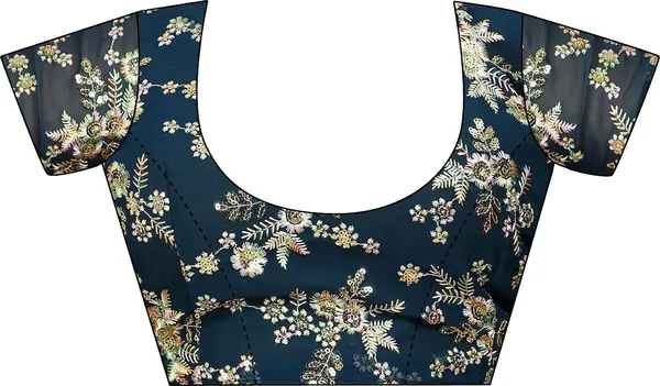 Navy_Blue_Georgette_Embroidered_Blouse_Saree_For_Women