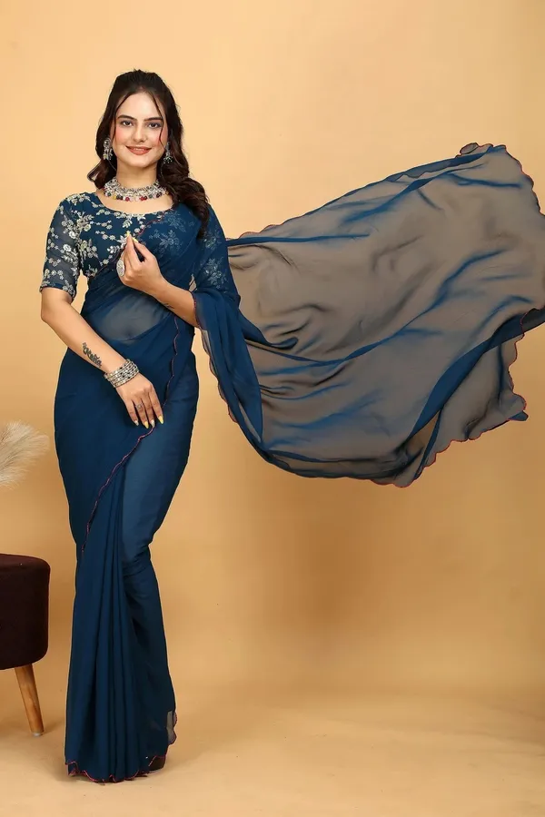 Navy_Blue_Georgette_Embroidered_Blouse_Saree_For_Women
