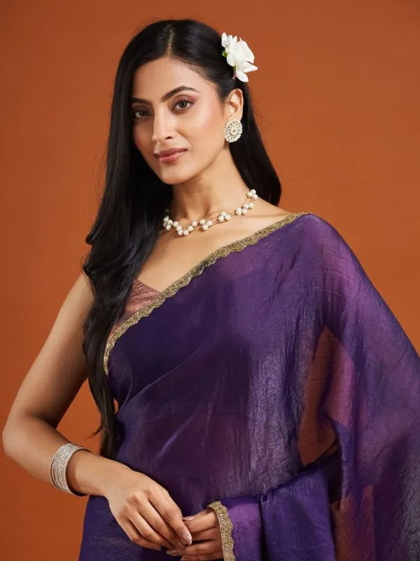 Purple_Chiffon_Golden_Border_Saree_For_Women