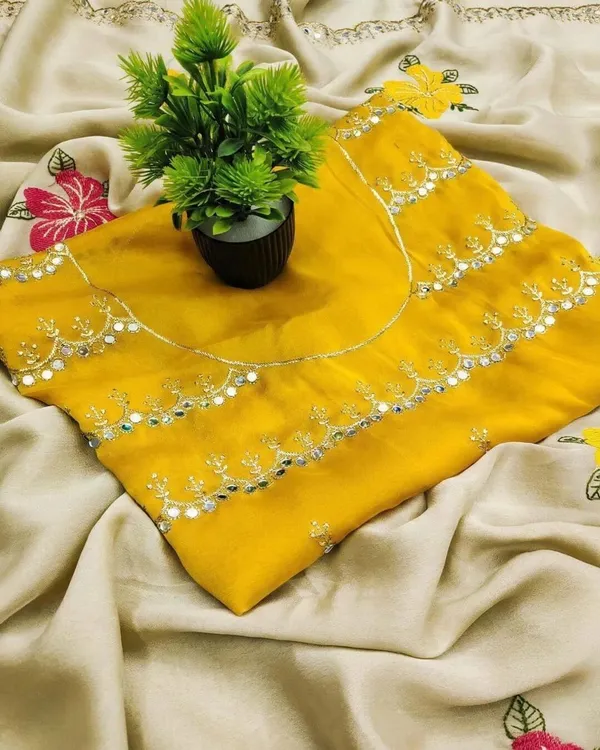 Beige_Georgette_Floral_Embroidered_Mirror_Work_Saree_For_Women