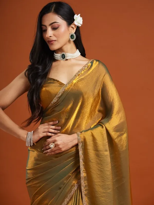 Golden_Yellow_Chiffon_Embroidered_Border_Saree_For_Women