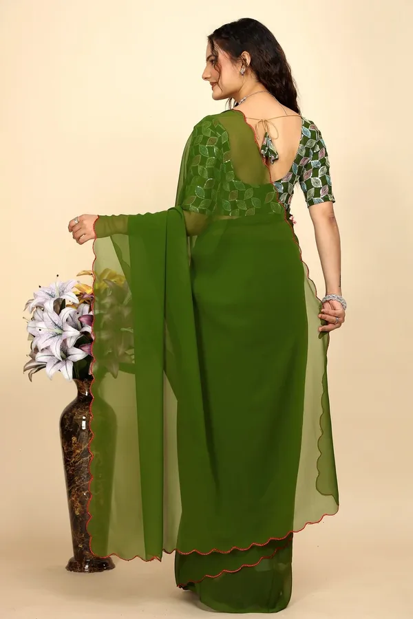 Olive_Green_Reniyal_Scalloped_Border_Saree_For_Women