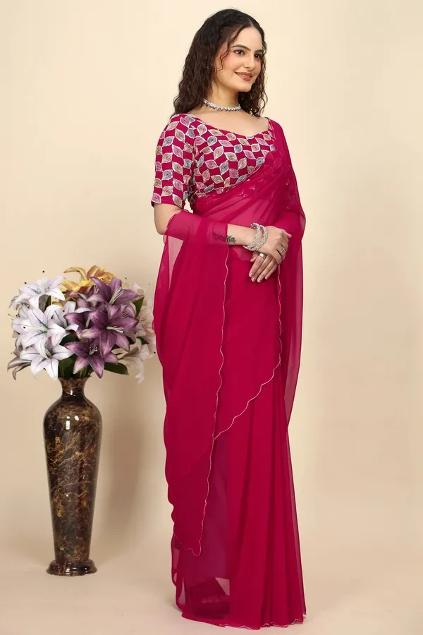 Magenta_Reniyal_Gotta_Patti_Border_Embroidered_Saree_For_Women