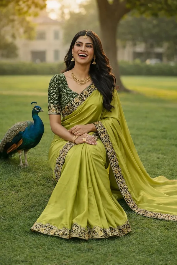 Olive_Green_Georgette_Embroidered_Saree_For_Women