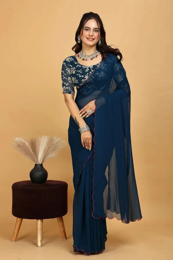 Navy_Blue_Georgette_Embroidered_Blouse_Saree_For_Women