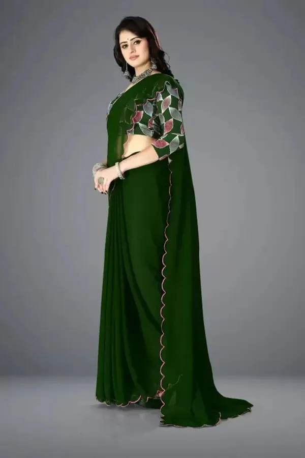 Dark_Green_Reniyal_Embroidered_Saree_For_Women