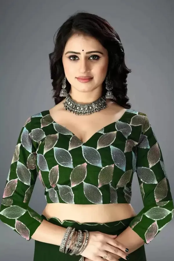 Dark_Green_Reniyal_Embroidered_Saree_For_Women