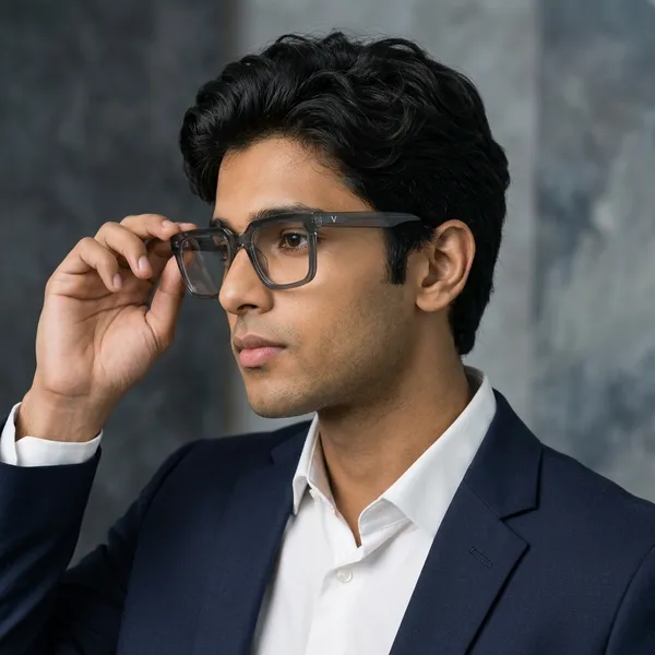 ESQUARO_Black_Oversized_Square_Frame_Eyeglasses_with_V_Logo