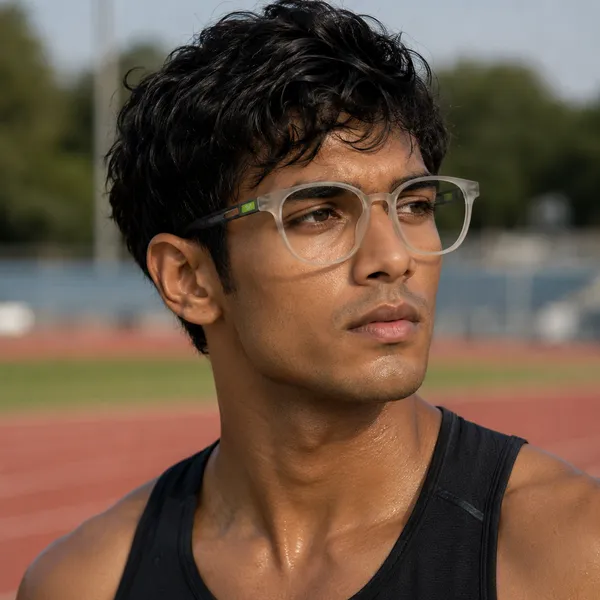 BOLT_Frosted_Clear_Frame_Eyeglasses_With_Green_Accent_Temples