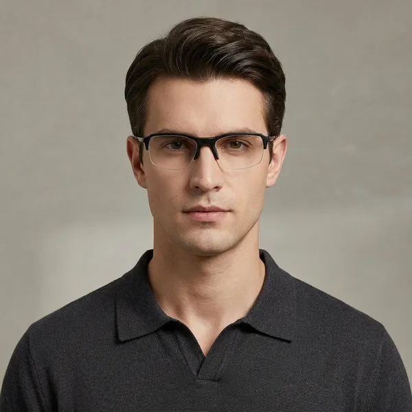 Semi-Rimless_Black_Frame_Eyeglasses_with_Metal_Temples