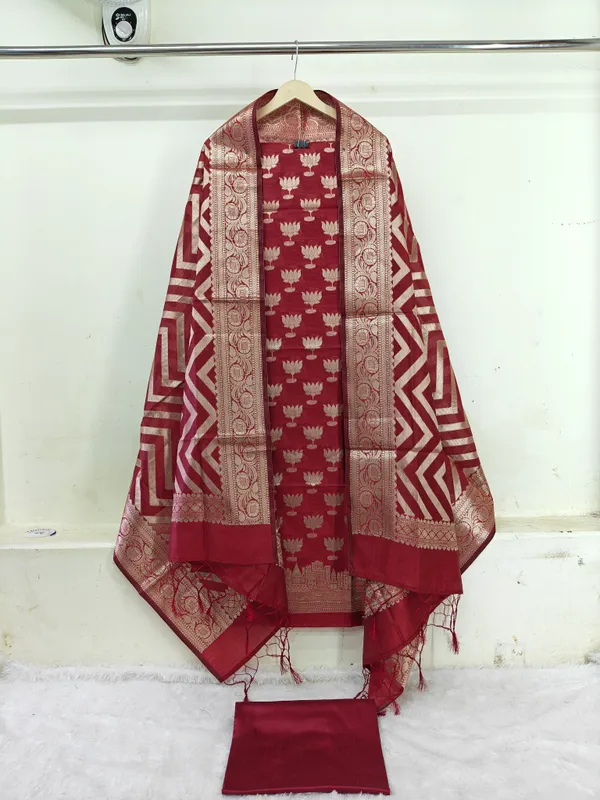 Premium_Red_Banarasi_Jacquard_Suit_Set_with_Woven_Dupatta_–_Unstitched_3_Piece