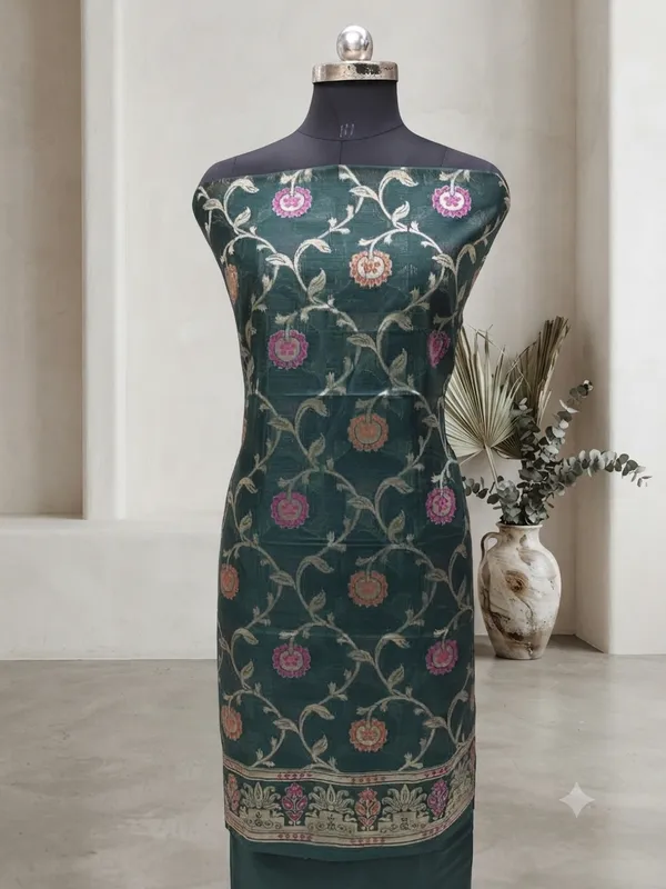 Emerald_Green_Banarasi_Silk_Unstitched_Suit_Set_with_Dupatta
