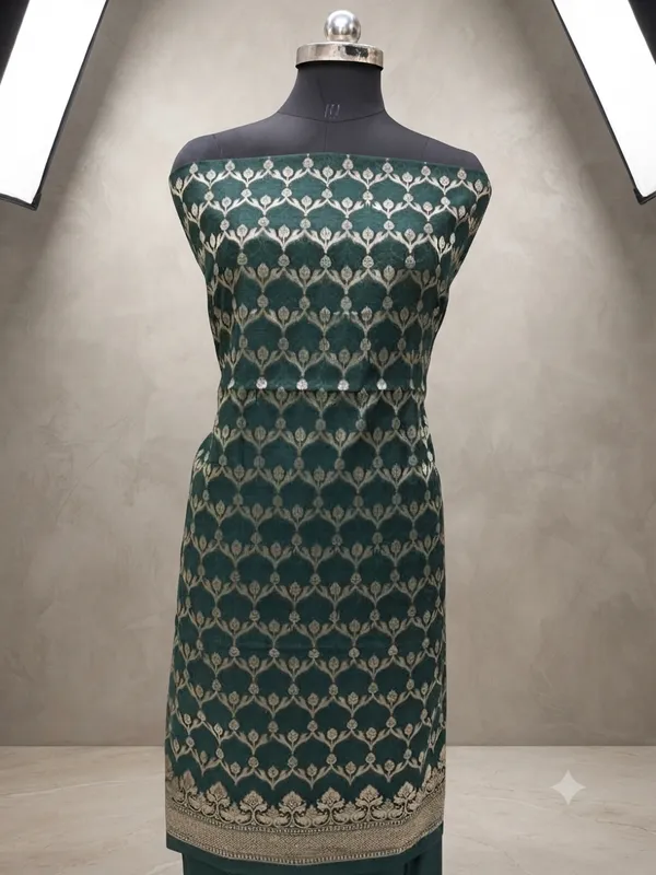 Emerald_Green_Banarasi_Silk_Unstitched_Suit_Set_with_Dupatta