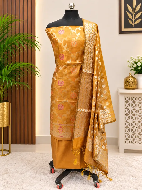 Golden_Mustard_Banarasi_Silk_Unstitched_Suit_Set_with_Dupatta