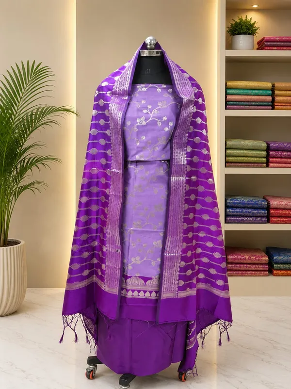 Royal_Lavender_Banarasi_Silk_Unstitched__Suit_Set_Wiht_Dupatta