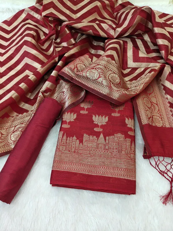 Premium_Red_Banarasi_Jacquard_Suit_Set_with_Woven_Dupatta_–_Unstitched_3_Piece