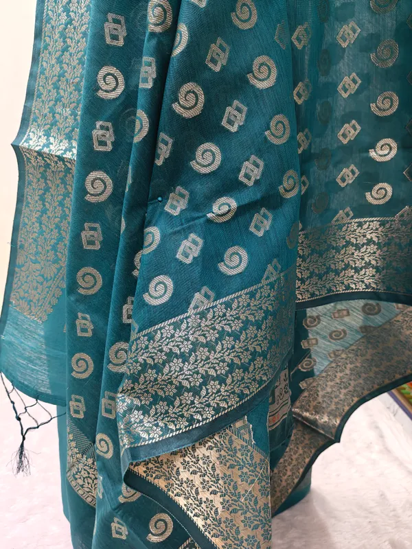 Women's_Banarasi_Silk_Unstitched_Suit_Set_with_Dupatta_–_Teal_Blue