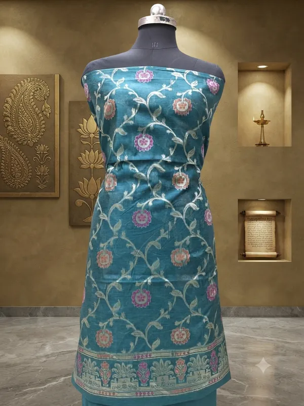 Women's_Banarasi_Silk_Unstitched_Suit_Set_with_Dupatta_–_Teal_Blue