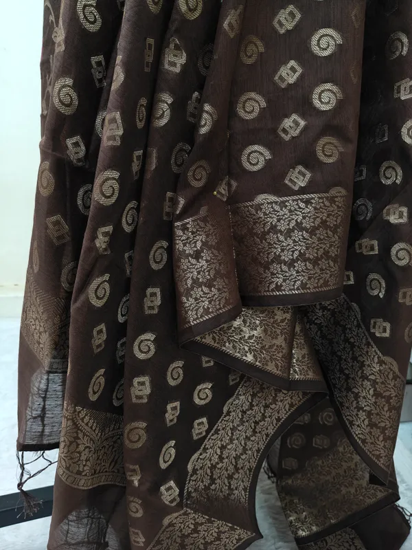 Women's_Chocolate_Brown_Banarasi_Silk_Unstitched_Suit_Set_with_Dupatta