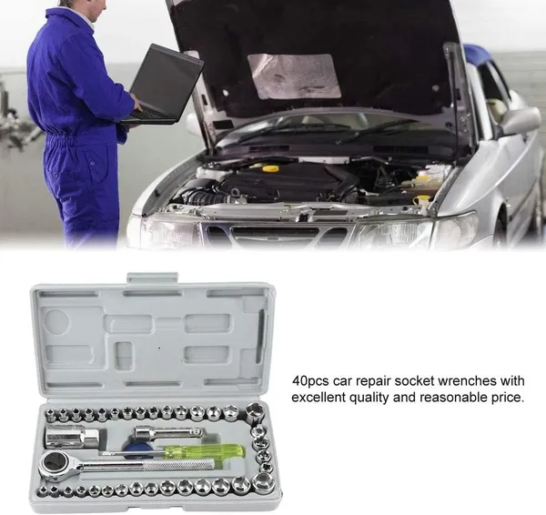 40_Piece_Car_Repair_Socket_Wrench_Set_With_Ratchet_Handle_And_Extension_Bars