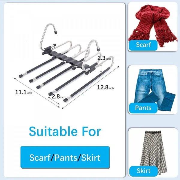5-Tier_S-Shape_Space_Saving_Pants_Hanger_Organizer_Stainless_Steel_Multi-Layer_Trouser_Rack