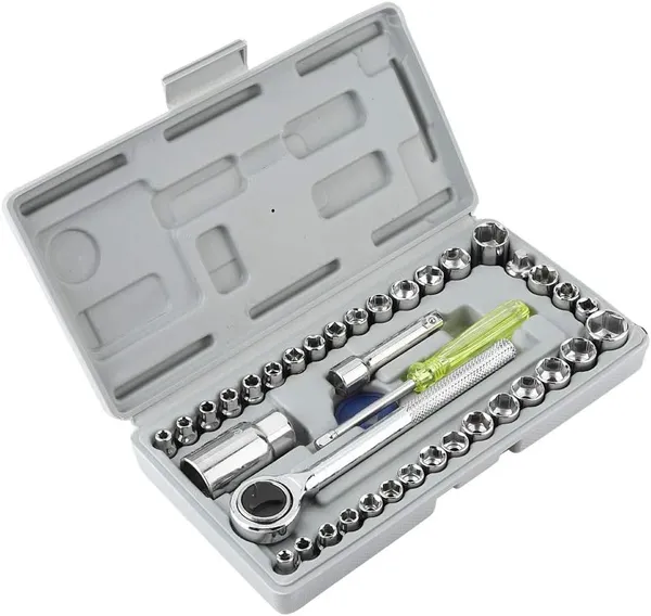 40_Piece_Car_Repair_Socket_Wrench_Set_With_Ratchet_Handle_And_Extension_Bars