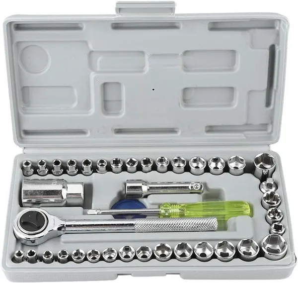 40_Piece_Car_Repair_Socket_Wrench_Set_With_Ratchet_Handle_And_Extension_Bars
