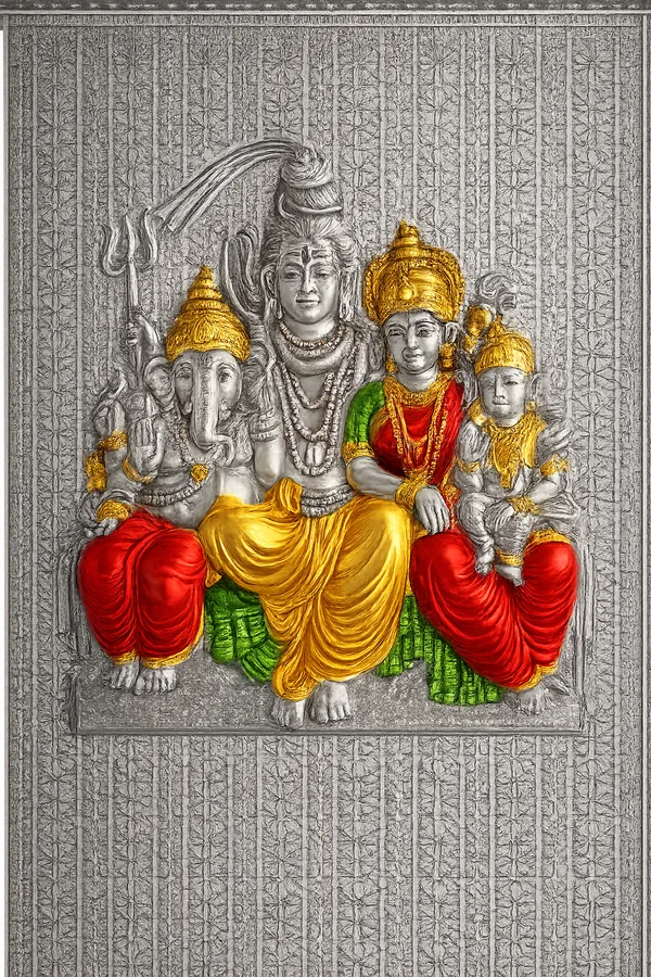 Shiv_Family_Wooden_Silver_Photo_Frame