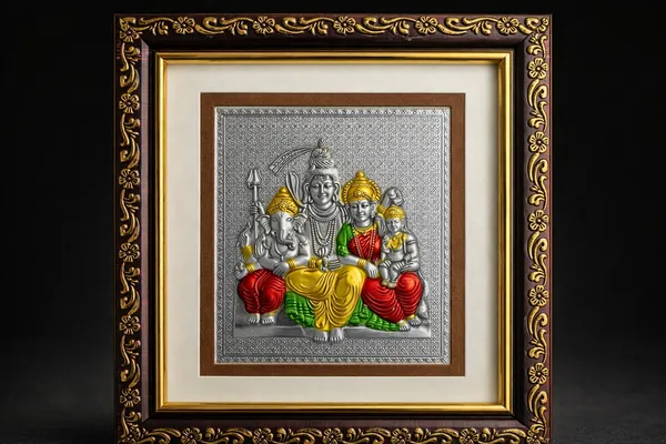 Shiv_Family_Wooden_Silver_Photo_Frame