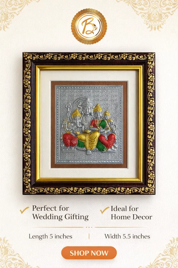 Shiv_Family_Wooden_Silver_Photo_Frame