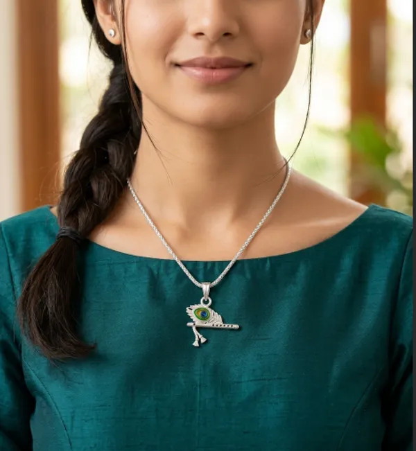 Silver_Chain_Locket_Krishna_Flute