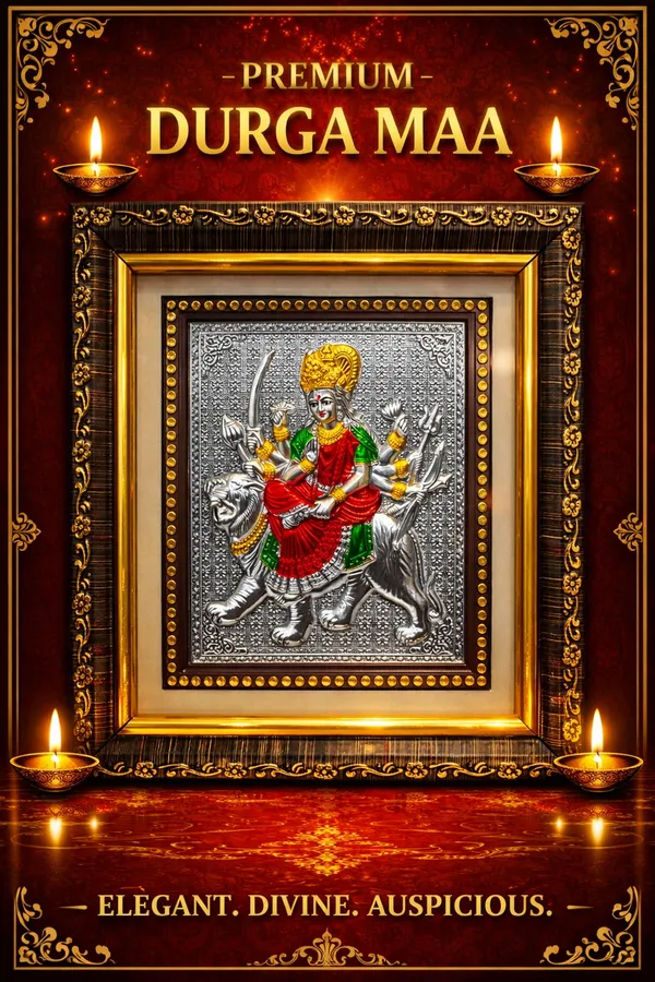 Durga_Maa_Wooden_Silver_Plated_Photo_Frame