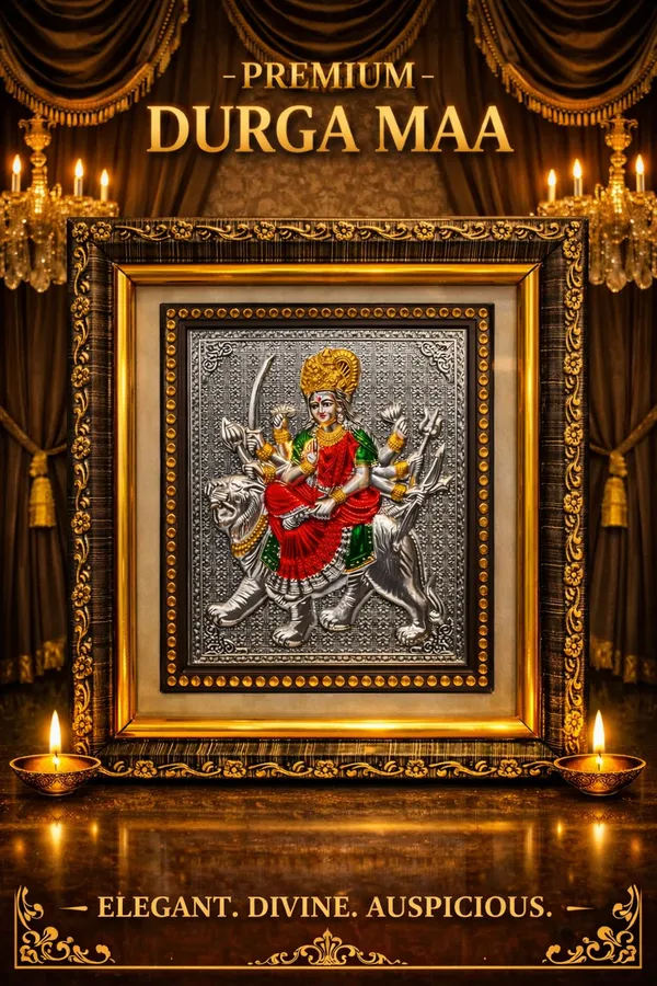 Durga_Maa_Wooden_Silver_Plated_Photo_Frame