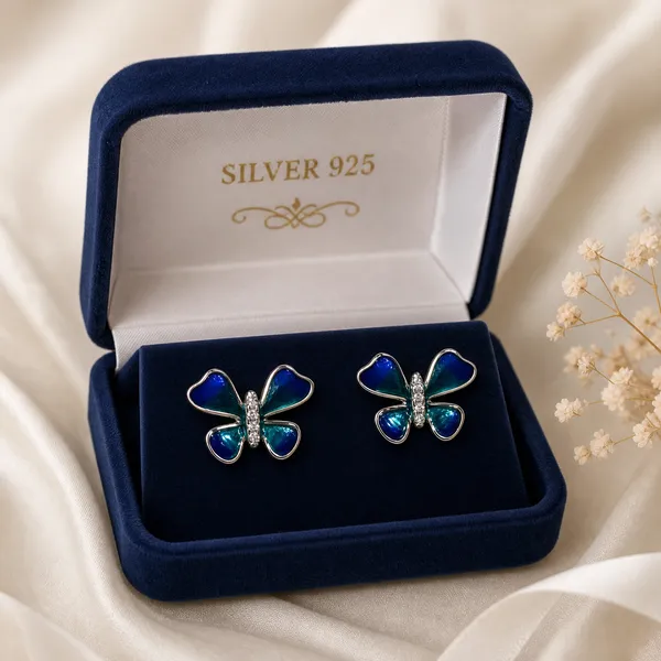 925_Sterling_Silver_Butterfly_Inspired_Premium_Enamel_studs__with_Push_Screw